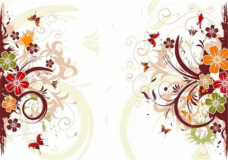 simsearch:400-04350075,k - Abstract grunge flower frame with butterfly, element for design, vector illustration Fotografie stock - Microstock e Abbonamento, Codice: 400-04325074