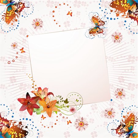 simsearch:400-06170897,k - Banner with flowers and butterflies over springtime background Photographie de stock - Aubaine LD & Abonnement, Code: 400-04325084