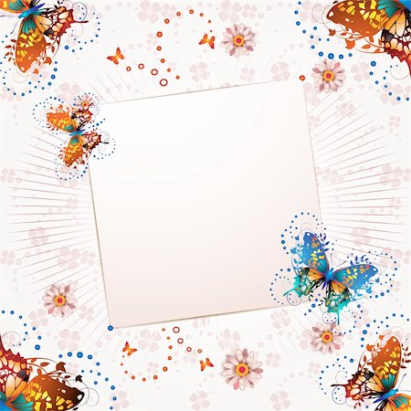 simsearch:400-06170897,k - Banner with flowers and butterflies over springtime background Photographie de stock - Aubaine LD & Abonnement, Code: 400-04325083