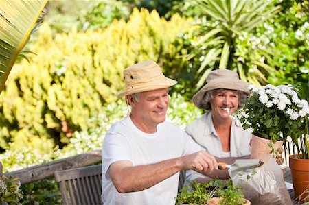 simsearch:400-05314664,k - Senior couple sitting in their garden Stock Photo - Budget Royalty-Free & Subscription, Code: 400-04325194