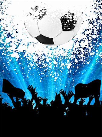 simsearch:400-05752560,k - Soccer ball (football) with silhouettes of fans and copy space. EPS 8 vector file included Photographie de stock - Aubaine LD & Abonnement, Code: 400-04325260