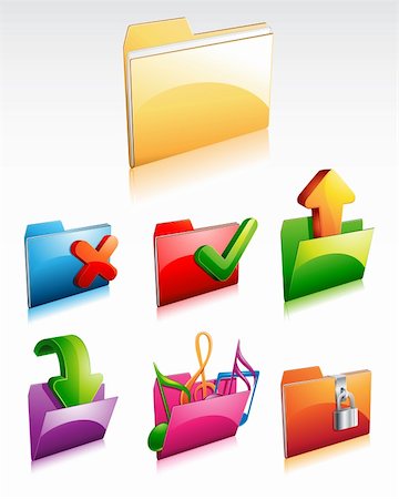 Colorful 3D folder icon set Stock Photo - Budget Royalty-Free & Subscription, Code: 400-04325278