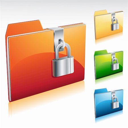 simsearch:400-07771332,k - A colorful 3D folder lock icon set Photographie de stock - Aubaine LD & Abonnement, Code: 400-04325279