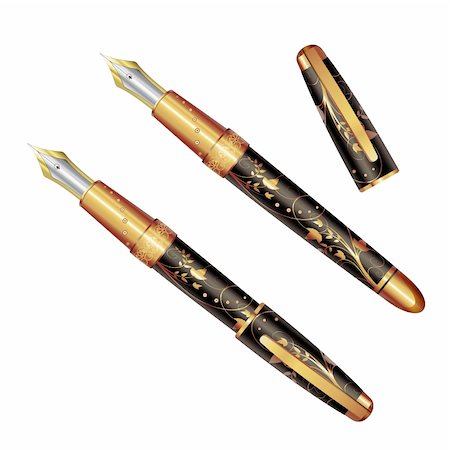 simsearch:400-04783753,k - Old pen with decoration isolated on white Foto de stock - Super Valor sin royalties y Suscripción, Código: 400-04325309