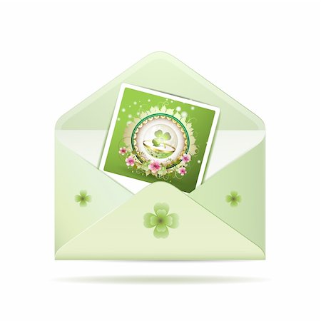 simsearch:400-04307995,k - Envelope with photo and clover for St. Patrick's Day, icon, item isolated on white background Fotografie stock - Microstock e Abbonamento, Codice: 400-04325330