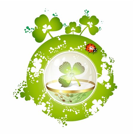 simsearch:400-05894214,k - St. Patrick's Day card design with flowers and clover in glass globe and ladybug Stock Photo - Budget Royalty-Free & Subscription, Code: 400-04325364