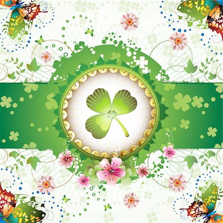 simsearch:400-05894214,k - St. Patrick's Day card design with butterflies and clover Stock Photo - Budget Royalty-Free & Subscription, Code: 400-04325362