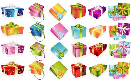 Different vector gifts illustration Stock Photo - Budget Royalty-Free & Subscription, Code: 400-04325391