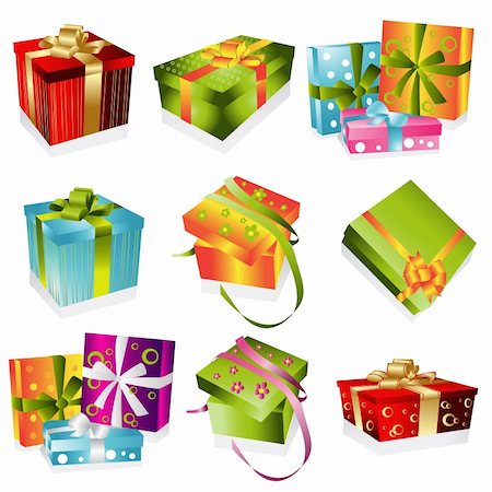 Different vector gifts illustration Stock Photo - Budget Royalty-Free & Subscription, Code: 400-04325405