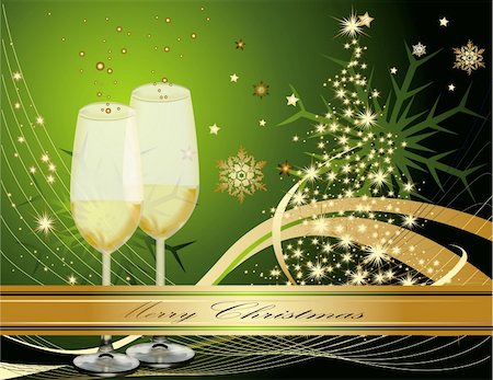 Gold and green Merry Christmas background Stock Photo - Budget Royalty-Free & Subscription, Code: 400-04325414