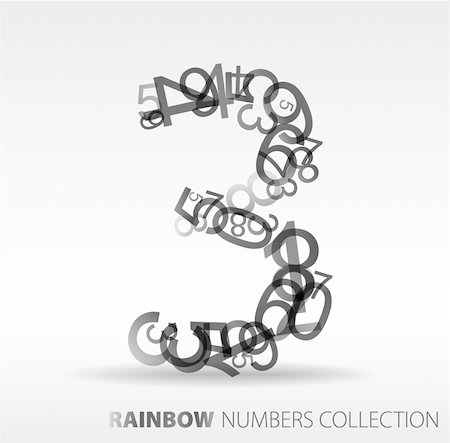 Number three made from various numbers - check my portfolio for other numbers Stock Photo - Budget Royalty-Free & Subscription, Code: 400-04325473