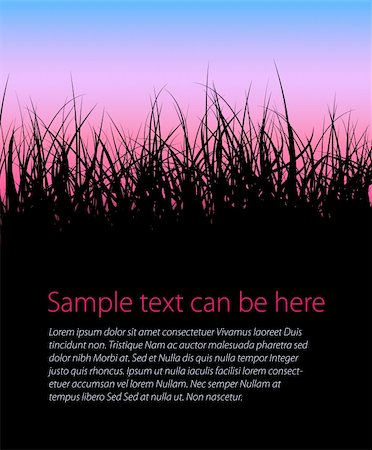 simple grass pattern - Vector grass background with place for your text and red twilight sky Stock Photo - Budget Royalty-Free & Subscription, Code: 400-04325491