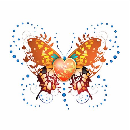 simsearch:400-05894204,k - Stylized butterfly with heart isolated on white background for Valentine's day card Photographie de stock - Aubaine LD & Abonnement, Code: 400-04325501