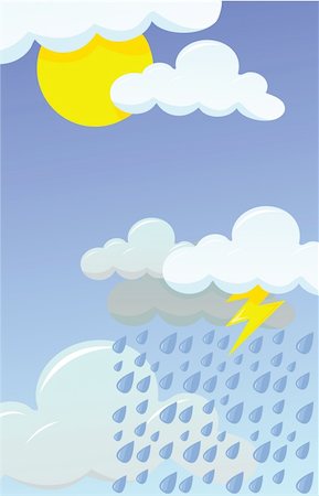 sun rain wind cloudy - vector illustration of a rainy day Stock Photo - Budget Royalty-Free & Subscription, Code: 400-04325609