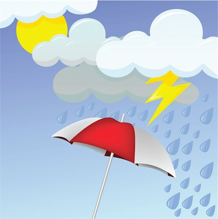 sun rain wind cloudy - vector illustration of a rainy day Stock Photo - Budget Royalty-Free & Subscription, Code: 400-04325629