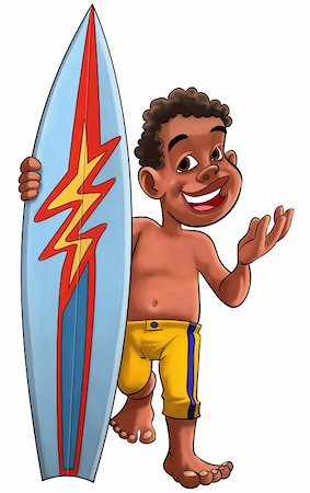 simsearch:400-04118162,k - young brown boy with a surf board and yellow shorts Stock Photo - Budget Royalty-Free & Subscription, Code: 400-04325722