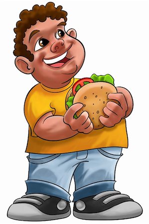 fat boy smiling and ready to eat a big hamburger Foto de stock - Super Valor sin royalties y Suscripción, Código: 400-04325738