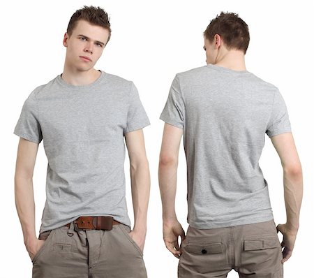 simsearch:400-06457206,k - Young male with blank gray t-shirt, front and back. Ready for your design or logo. Photographie de stock - Aubaine LD & Abonnement, Code: 400-04325857