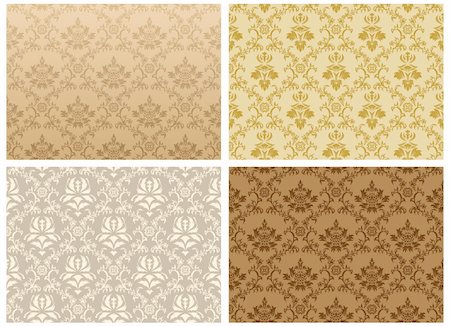 simsearch:400-06922170,k - Damask seamless vector pattern set.  For easy making seamless pattern just drag all group into swatches bar, and use it for filling any contours. Photographie de stock - Aubaine LD & Abonnement, Code: 400-04326017