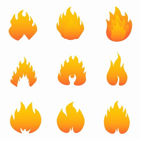 Flame and fire symbols and icons Stock Photo - Budget Royalty-Free & Subscription, Code: 400-04326077