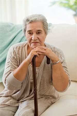 shoulder rides - Senior woman with her walking stick Photographie de stock - Aubaine LD & Abonnement, Code: 400-04326099