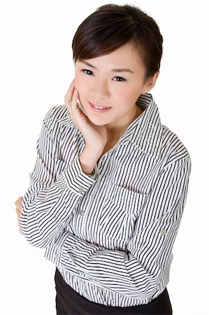 simsearch:400-04255437,k - Beautiful Asian office lady, closeup portrait on white background. Foto de stock - Super Valor sin royalties y Suscripción, Código: 400-04326349