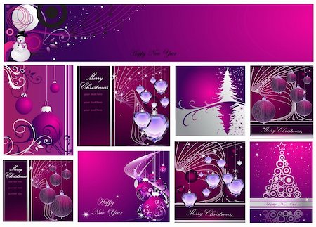 simsearch:400-04323821,k - Merry Christmas and Happy New Year silver and violet  collection Stock Photo - Budget Royalty-Free & Subscription, Code: 400-04326604