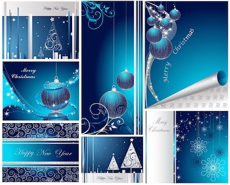 simsearch:400-05290156,k - Merry Christmas and Happy New Year silver and blue  collection Stock Photo - Budget Royalty-Free & Subscription, Code: 400-04326641