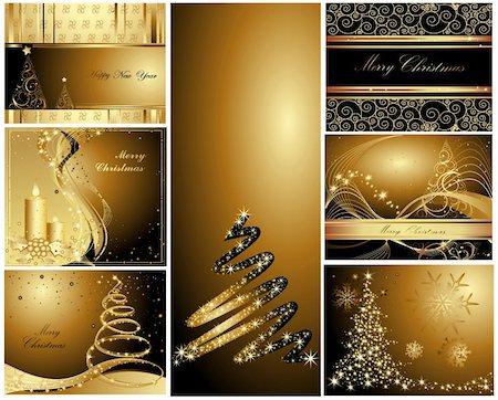 simsearch:400-04323821,k - Merry Christmas and Happy New Year gold collection Stock Photo - Budget Royalty-Free & Subscription, Code: 400-04326657