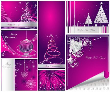 simsearch:400-04323821,k - Merry Christmas and Happy New Year silver and violet  collection Stock Photo - Budget Royalty-Free & Subscription, Code: 400-04326659