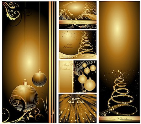 simsearch:400-04323821,k - Merry Christmas and Happy New Year gold collection Stock Photo - Budget Royalty-Free & Subscription, Code: 400-04326684