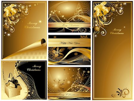 simsearch:400-04323821,k - Merry Christmas and Happy New Year gold collection Stock Photo - Budget Royalty-Free & Subscription, Code: 400-04326681