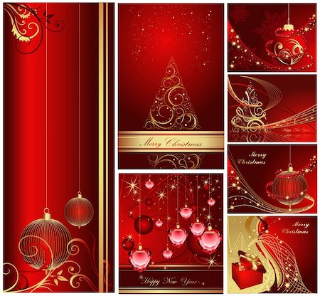 simsearch:400-04323821,k - Merry Christmas and Happy New Year gold and red collection Stock Photo - Budget Royalty-Free & Subscription, Code: 400-04326697