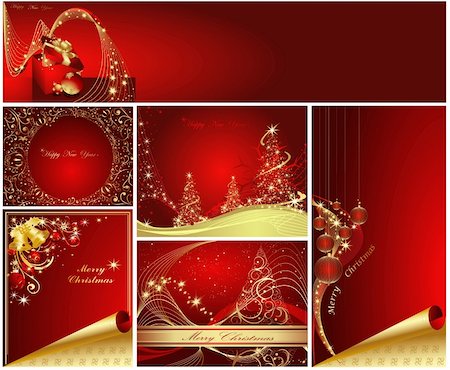 simsearch:400-04323821,k - Merry Christmas and Happy New Year gold and red collection Stock Photo - Budget Royalty-Free & Subscription, Code: 400-04326705