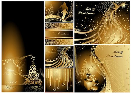 simsearch:400-04323821,k - Merry Christmas and Happy New Year gold collection Stock Photo - Budget Royalty-Free & Subscription, Code: 400-04326739