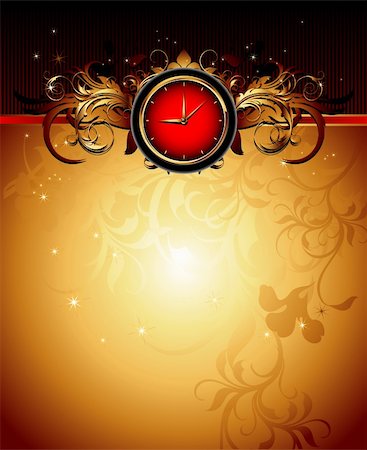clock frame with floral elements, this  illustration may be useful  as designer work Foto de stock - Super Valor sin royalties y Suscripción, Código: 400-04326801