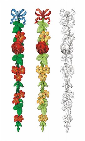 flower border design of rose - Flower Design Elements vector Foto de stock - Super Valor sin royalties y Suscripción, Código: 400-04326896