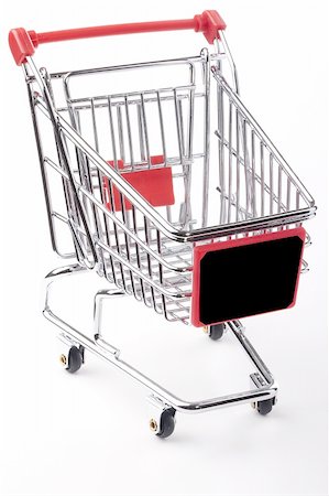 simsearch:400-08899989,k - Empty shopping cart with the red handle on a white background. Stockbilder - Microstock & Abonnement, Bildnummer: 400-04326942