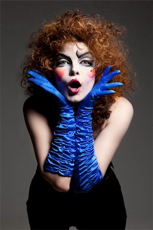 Woman mime with theatrical makeup. Studio shot. Stock Photo - Budget Royalty-Free & Subscription, Code: 400-04326974