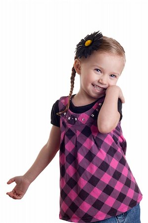 strotter13 (artist) - A happy and shy girl standing with a smile on her face.  The image is isolated on white. Stock Photo - Budget Royalty-Free & Subscription, Code: 400-04326989