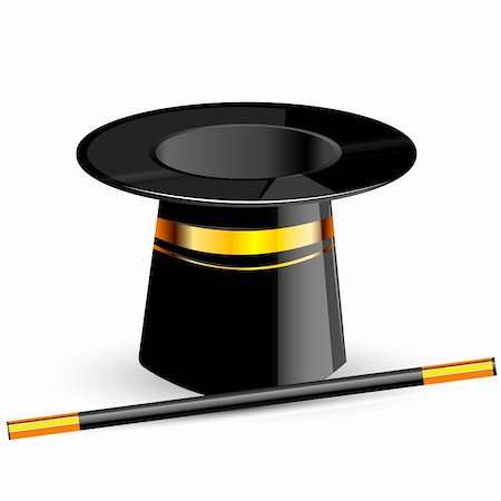 simsearch:400-04420659,k - illustration of magic hat with magic wand on an isolated background Foto de stock - Super Valor sin royalties y Suscripción, Código: 400-04327020