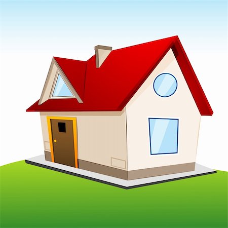illustration of house on grassland Stock Photo - Budget Royalty-Free & Subscription, Code: 400-04327021