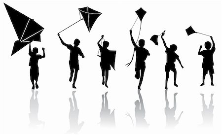 Children with kite vector Stock Photo - Budget Royalty-Free & Subscription, Code: 400-04327043
