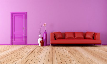 simsearch:400-04156984,k - modern living room with red leather sofa with plank wood floor-rendering Stockbilder - Microstock & Abonnement, Bildnummer: 400-04327107