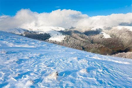 simsearch:400-04743104,k - October mountain view with first winter snow and last autumn colourful foliage on far mountainside Stockbilder - Microstock & Abonnement, Bildnummer: 400-04327399