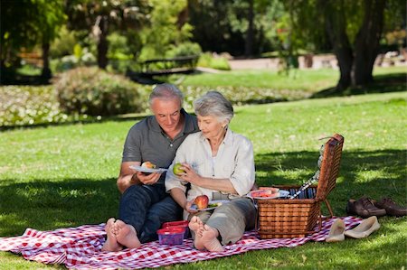 simsearch:400-05711437,k - Elderly couple  picnicking in the garden Stock Photo - Budget Royalty-Free & Subscription, Code: 400-04327451