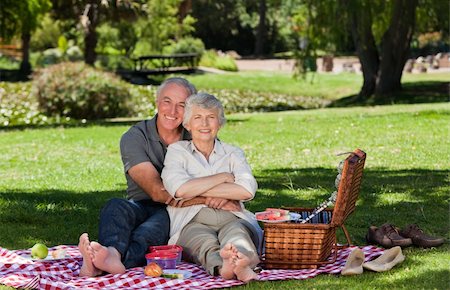 simsearch:400-05711437,k - Elderly couple  picnicking in the garden Stock Photo - Budget Royalty-Free & Subscription, Code: 400-04327453