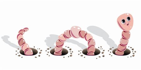 shocked face animal - Worm doing holes cartoon illustration. Stock Photo - Budget Royalty-Free & Subscription, Code: 400-04327605