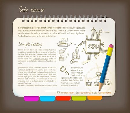 simsearch:400-04387930,k - Horizontal web site template - Open notepad with colorful bookmarks Photographie de stock - Aubaine LD & Abonnement, Code: 400-04327867