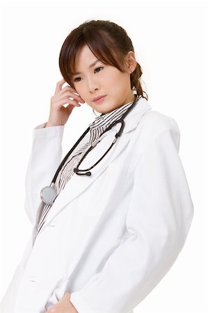 Confused Asian doctor woman thinking, closeup portrait on white background. Stock Photo - Budget Royalty-Free & Subscription, Code: 400-04327860